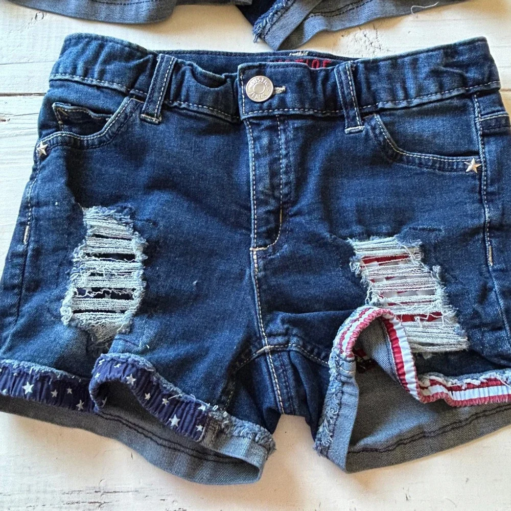 Justice Girls Denim Shorts Bundle Size 12/12Slim Embroidered /Distressed 4Pack